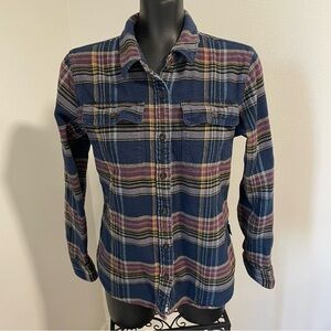 Plaid Button-Up Shirt in Blue and Purple